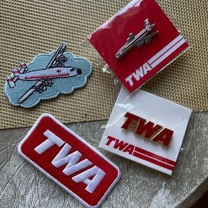 TWA airline pins & patches